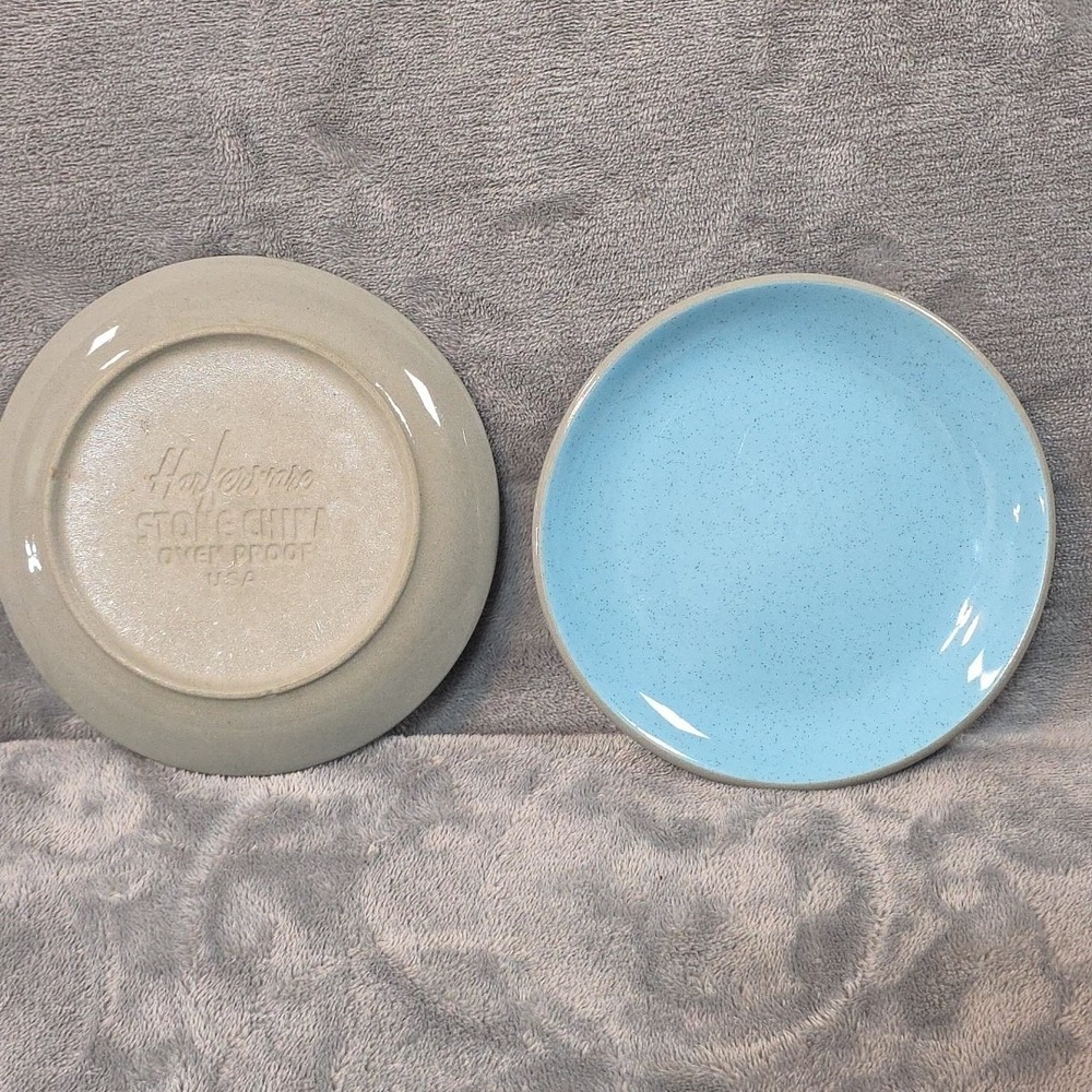 Harkerware Blue Mist‎ 5.75 Inch Saucer Plate Oven Proof Stone China Vintage